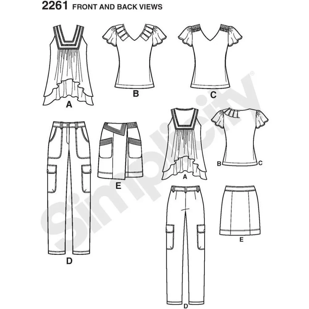 Simplicity Sewing Pattern‎ 2261 Top Pants Skirt Misses Size 6-14